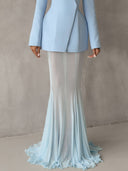 Elegant Mesh Sheer Fishtail Maxi Skirt