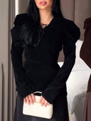 Vintage Velvet Shirt And Skirt Suit-Shirt