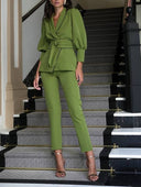Exquisite Wrap-Around Belted Blazer