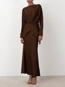 Elegant Draped Satin Mermaid Maxi Skirt