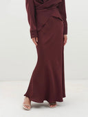 Elegant Draped Satin Mermaid Maxi Skirt