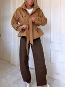 Fashionable Street-style Cropped Trench Coat