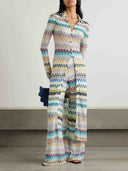 Elegant Wavy Crocheted Long Cardigan