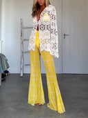 Casual Openwork Knit Lace Shirt