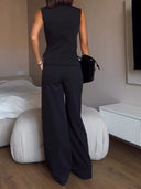Elegant Wrap Vest Trousers Two-Piece Set