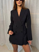 Beautiful Double-breasted Long Sleeve Lapel Blazer