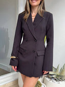 Beautiful Double-breasted Long Sleeve Lapel Blazer