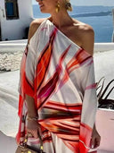 Exquisite Printed Elastic Waist Pocket Straight-Leg Pants