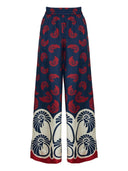 Unique Printed Patchwork Elastic Waist Wide-Leg Pants