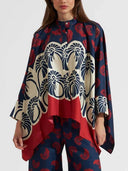 Unique Printed Patchwork Elastic Waist Wide-Leg Pants
