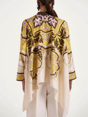 Unique Irregular Print Oversized Button-Down Shirt