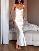 Elegant  Suspender Satin Maxi Dress