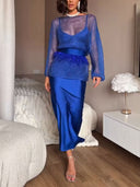 Elegant  Suspender Satin Maxi Dress