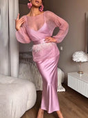 Elegant  Suspender Satin Maxi Dress