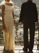 Unique off-shoulder Feather Maxi Dress