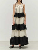 Casual Halter Neck Ruffle Maxi Dress