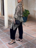 Casual Personalized Animal Print Irregular Hem Shirt