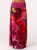 Sweet Elegant Print Low-Waist Ruched Skirt