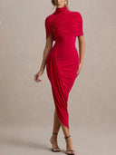 Slim-Fit Irregular Hem Midi Dress