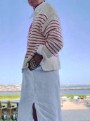 Retro Cream And Red Striped Lobster Sweater