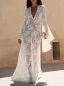 Elegant Lace Bell Sleeve Maxi Dress