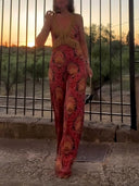 Retro Bohemian Print Tassel Jumpsuit