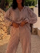 Elegant Striped Long-Sleeve Button-Down Shirt