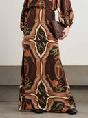 Retro Tung Palm Tree Print Long Skirt