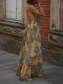 Exquisite Bohemian Print Chiffon Flowy Maxi Dress