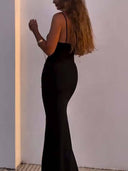Sexy Lace Splicing Hollow Design Maxi Dress