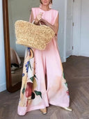 Fashion Fruit Print Sleeveless Wide-Leg Jumpsuit