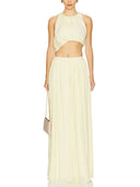Elegant Asymmetrical Hem Cropped Top And Skirt Two-piece Set