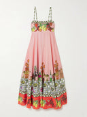 Unique Print Off-Shoulder Linen Midi Dress