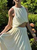 Elegant Asymmetrical Hem Cropped Top And Skirt Two-piece Set
