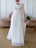 Elegant Small Stand Collar Chiffon Sleeves Maxi Dress