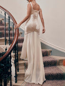 Elegant Square Neck Chiffon Floor-Length Maxi Dress