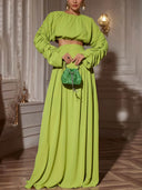 Elegant Pleated Long-Sleeved Cropped Shirt