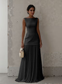 Exquisite Pleated Elastic Waist Skirt