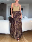 Exquisite Vintage Paisley Print Pleated Skirt