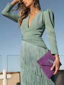 Elegant V-neck Long-sleeved Shirt