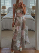 Elegant Off-Shoulder Floral Print Chiffon Maxi Dress
