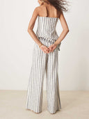 Casual Wrap-around Collar Vertical Stripes Small Tassel Tank Top