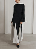 Elegant Insert Contrast Party Maxi Dress