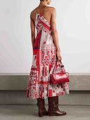 Casual Ethnic Bohemian Print Suspender Maxi Dress