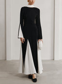 Elegant Insert Contrast Party Maxi Dress