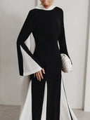 Elegant Insert Contrast Party Maxi Dress