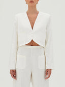 Elegant Cropped V-Neck Buttoned Blazer