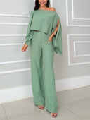 Elegant Irregular Cape Shirt And Pants Two-piece Set