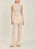Exquisite Stand Collar Knitted Fringe Top