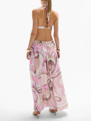 Exquisite Abstract Print Halter Neck Cutout Maxi Dress